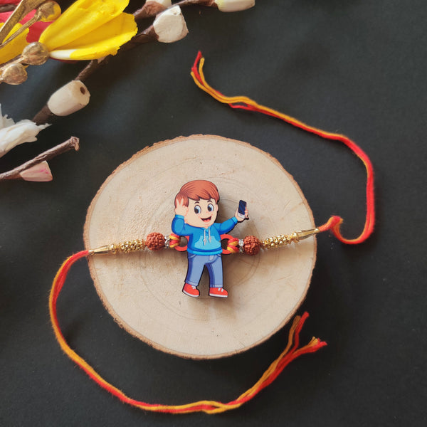 Indianvibez Selfie Wala Bhai Rakhi, Wooden Rakhi for Brother - Kids Rakhi