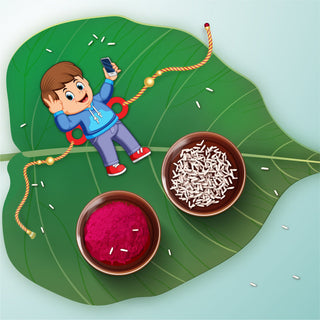 Indianvibez Selfie Wala Bhai Rakhi, Wooden Rakhi for Brother - Kids Rakhi