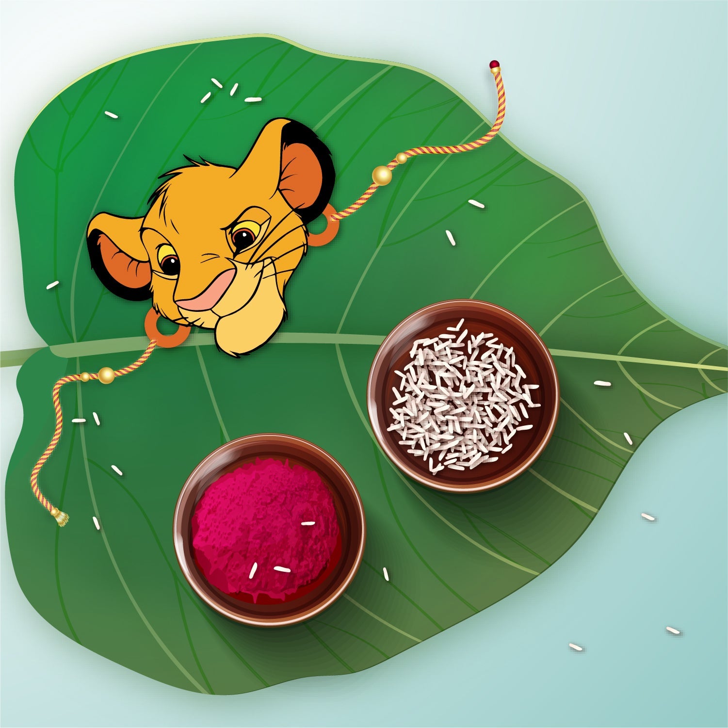 Indianvibez Simba Wooden Rakhi with Rudraksha, Lion King Rakhi for Bro, Shop India - Kids Rakhi