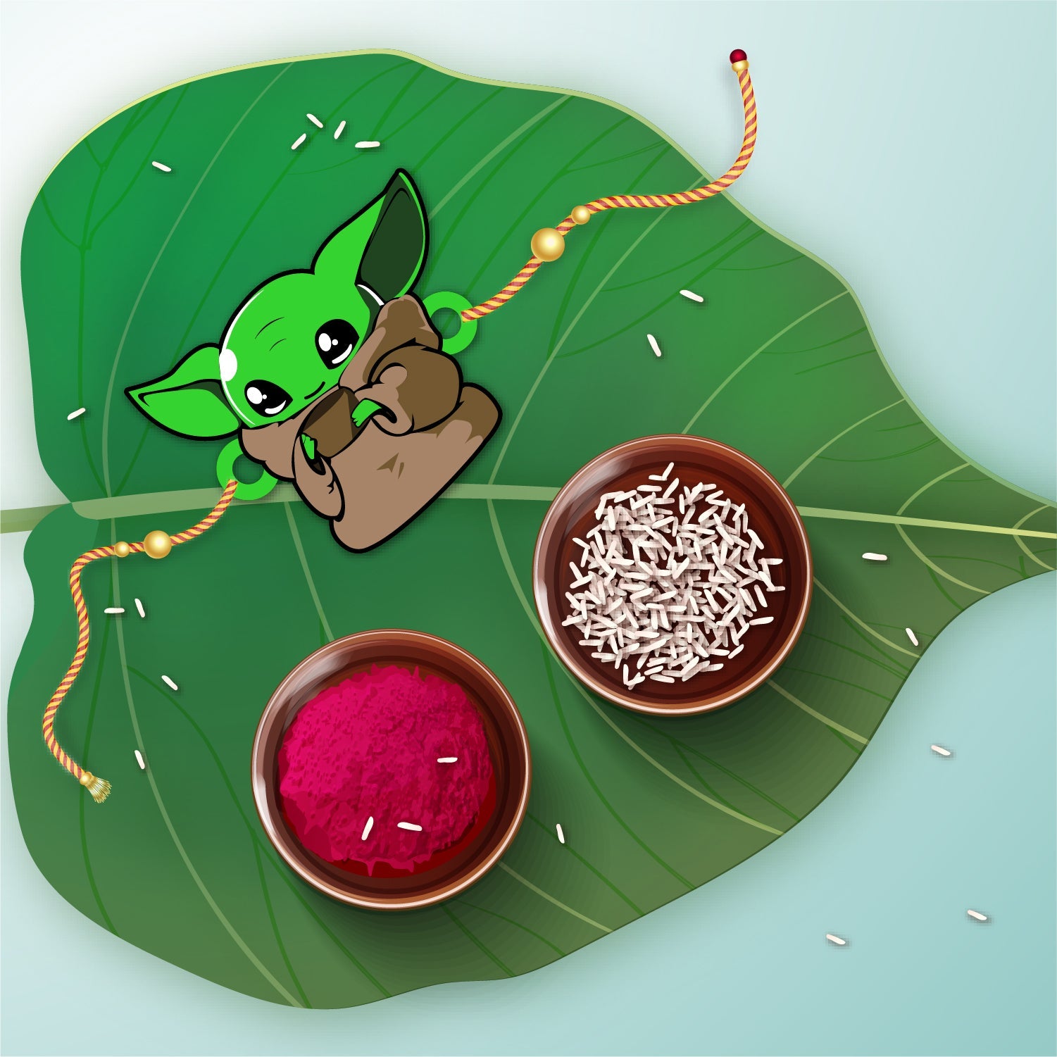 Indianvibez Yoda Wooden Rakhi with Rudraksha, Star Wars Rakhi for Bro, Shop India - Kids Rakhi