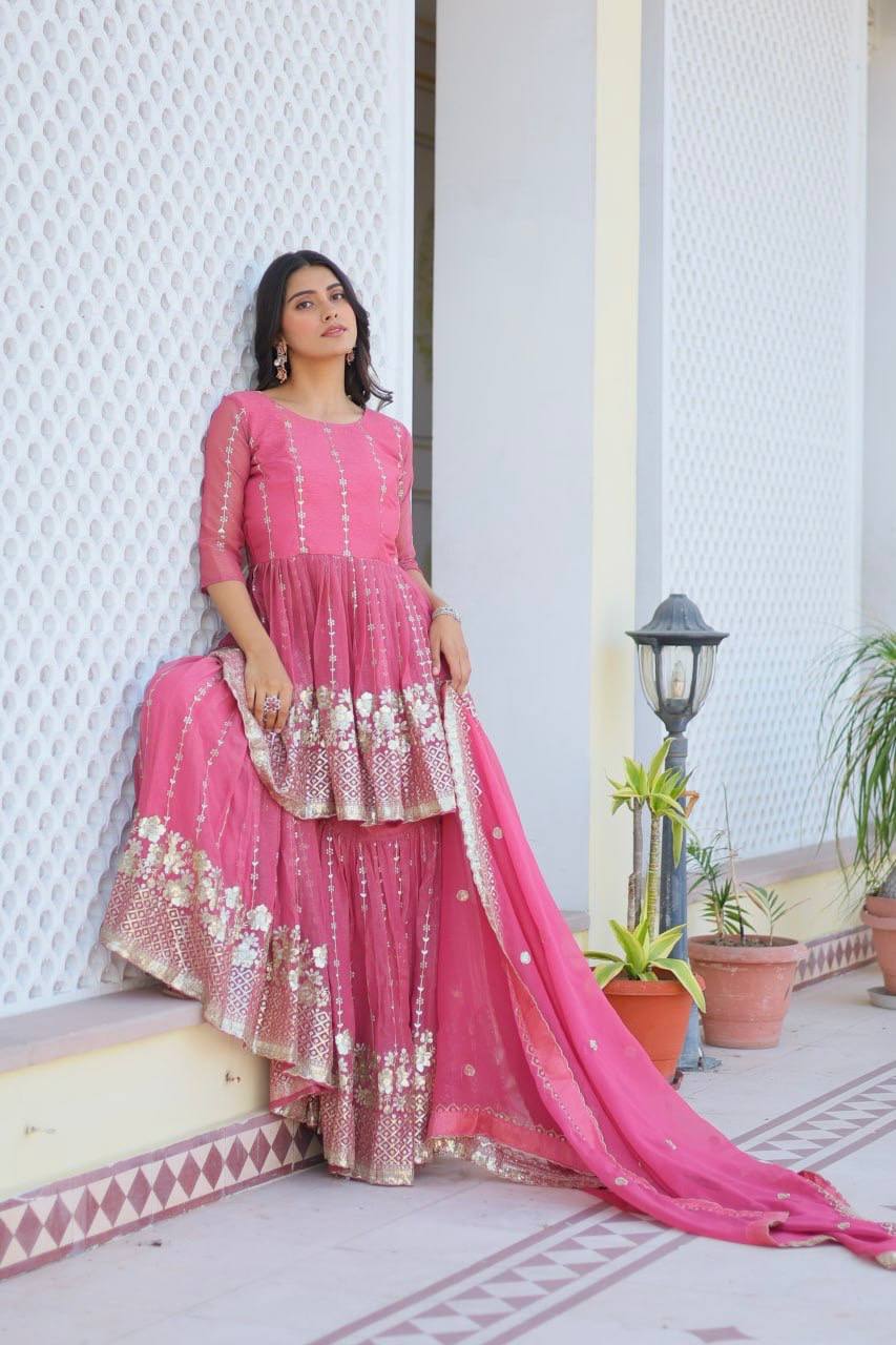 Lehenga Mart Pure Simmer Top & Sharara for womens - Distacart