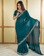 Thumbnail for Lorenvalley Fashion Rama Rangoli Silk with Coding Lace Work Saree with Blouse