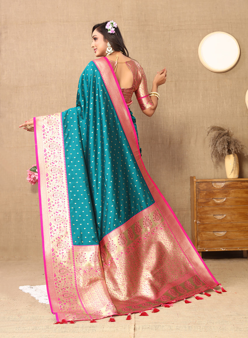 Lorenvalley Fashion Rama Soft Silk weaving Design Rich Zari Weaving Saree - Distacart