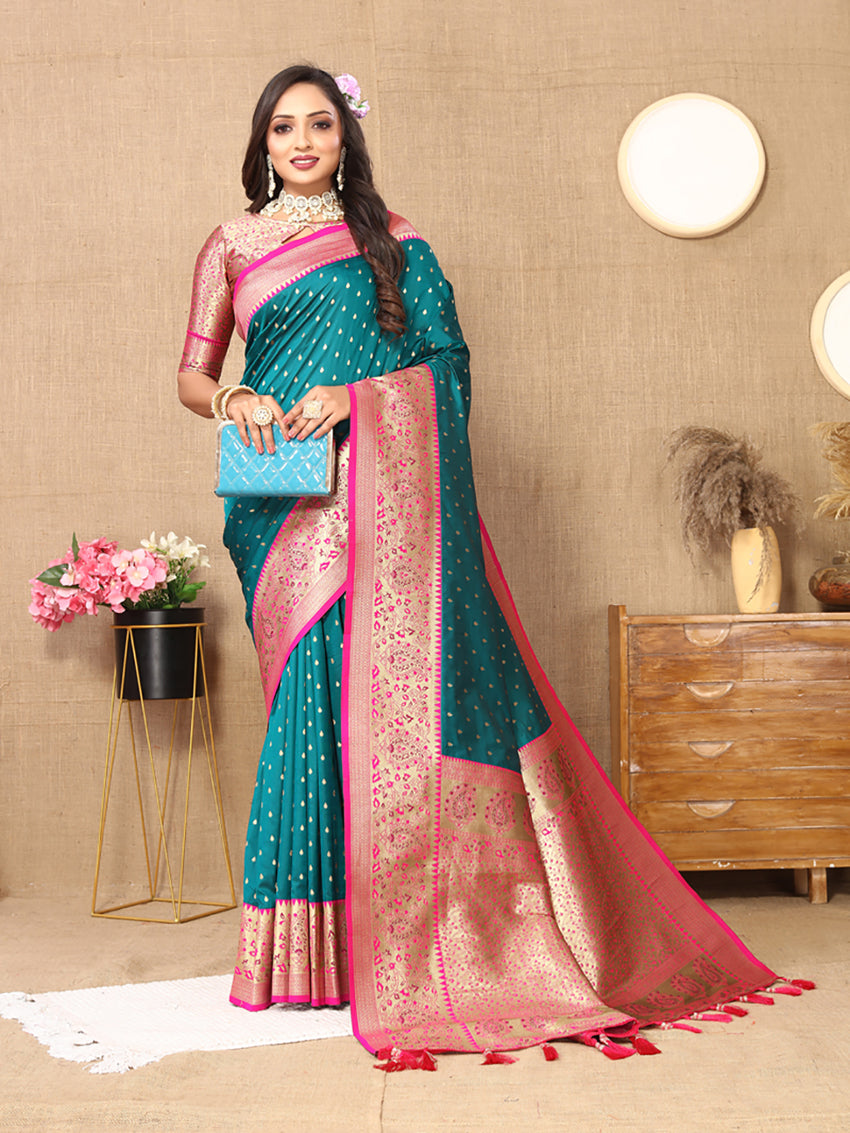 Lorenvalley Fashion Rama Soft Silk weaving Design Rich Zari Weaving Saree - Distacart