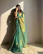 Thumbnail for Evanik Rama Shaded Fendy Silk wedding and partywear Saree with Blouse