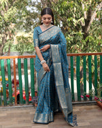 Thumbnail for Lorenvalley Premium Bandhej Patola Silk Sarees with kanchi Borders and Contrast Zari Weaving borders Saree - Rama - Distacart
