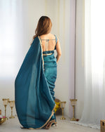 Thumbnail for Lorenvalley Ready to wear Crush Tissue Silk Fabric Fancy Border Premium Lace Work Predrapped Saree