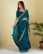 Thumbnail for Lorenvalley Fashion Rama Rangoli Silk with Coding Lace Work Saree with Blouse