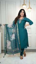 Thumbnail for Lorenvalley Fashion Rama Roman Silk Hand Work Kurta Pant with Dupatta
