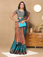 Thumbnail for Lorenvalley Fashion Rama Soft Katan Silk Woven Design Copper Zari Weaving Saree - Distacart