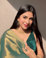 Thumbnail for Evanik Rama Shaded Fendy Silk wedding and partywear Saree with Blouse