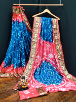 Thumbnail for Lorenvalley Premium Pure Bandhej Tapeta Soft light weight silk saree with zari weaving Border - Multicolor - Distacart