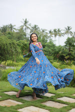 Thumbnail for Lorenvalley Rama Faux Georgette Bandhani Print Work With Kutchi Patch Work Gown - Distacart