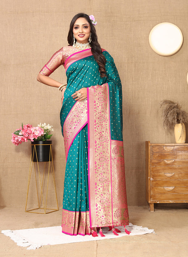 Lorenvalley Fashion Rama Soft Silk weaving Design Rich Zari Weaving Saree - Distacart