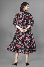 Thumbnail for Preksha Creation Women White Cotton Floral One Sided Pocket Gown