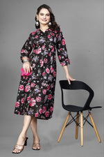 Thumbnail for Preksha Creation Women White Cotton Floral One Sided Pocket Gown