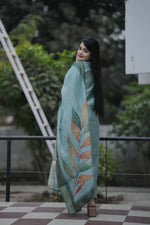 Thumbnail for Preksha Creation Women Green Premium Vichitra Silk Hand Work Straight Cut Kurti & Pant With Dupatta - Distacart