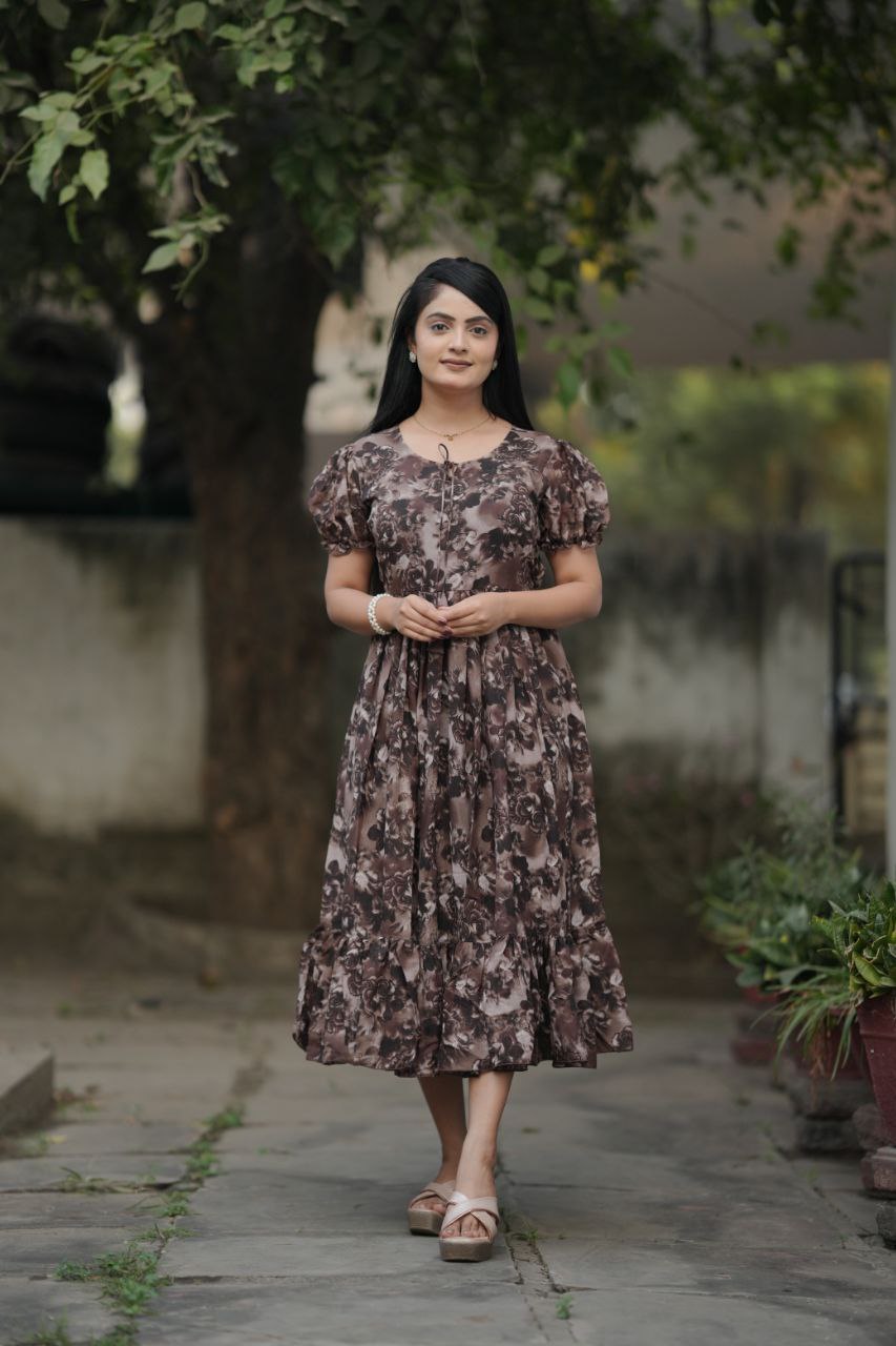 Preksha Creation Women Black Georgette Floral Maxi dress Gown - Distacart