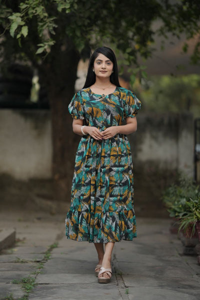 Preksha Creation Women MultiColor Georgette Floral Maxi dress Gown