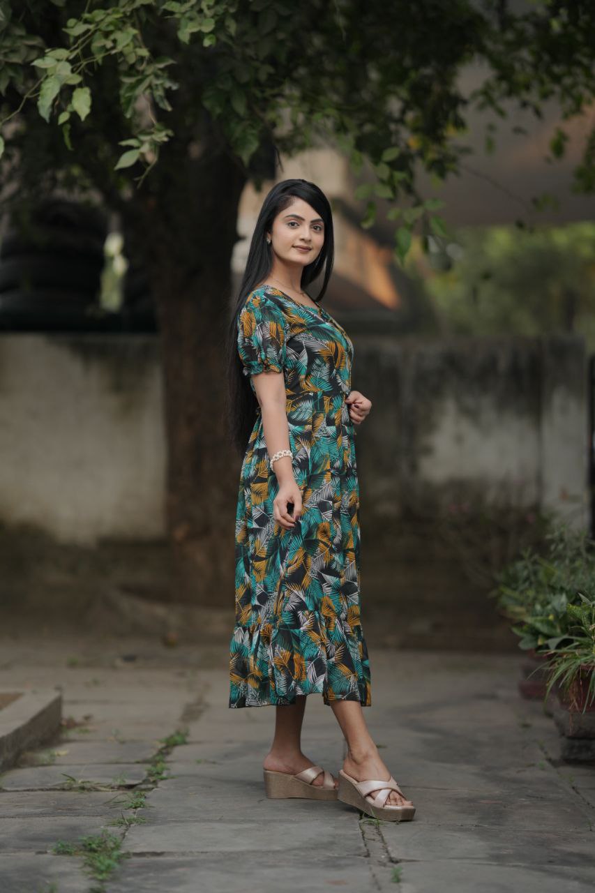 Preksha Creation Women MultiColor Georgette Floral Maxi dress Gown