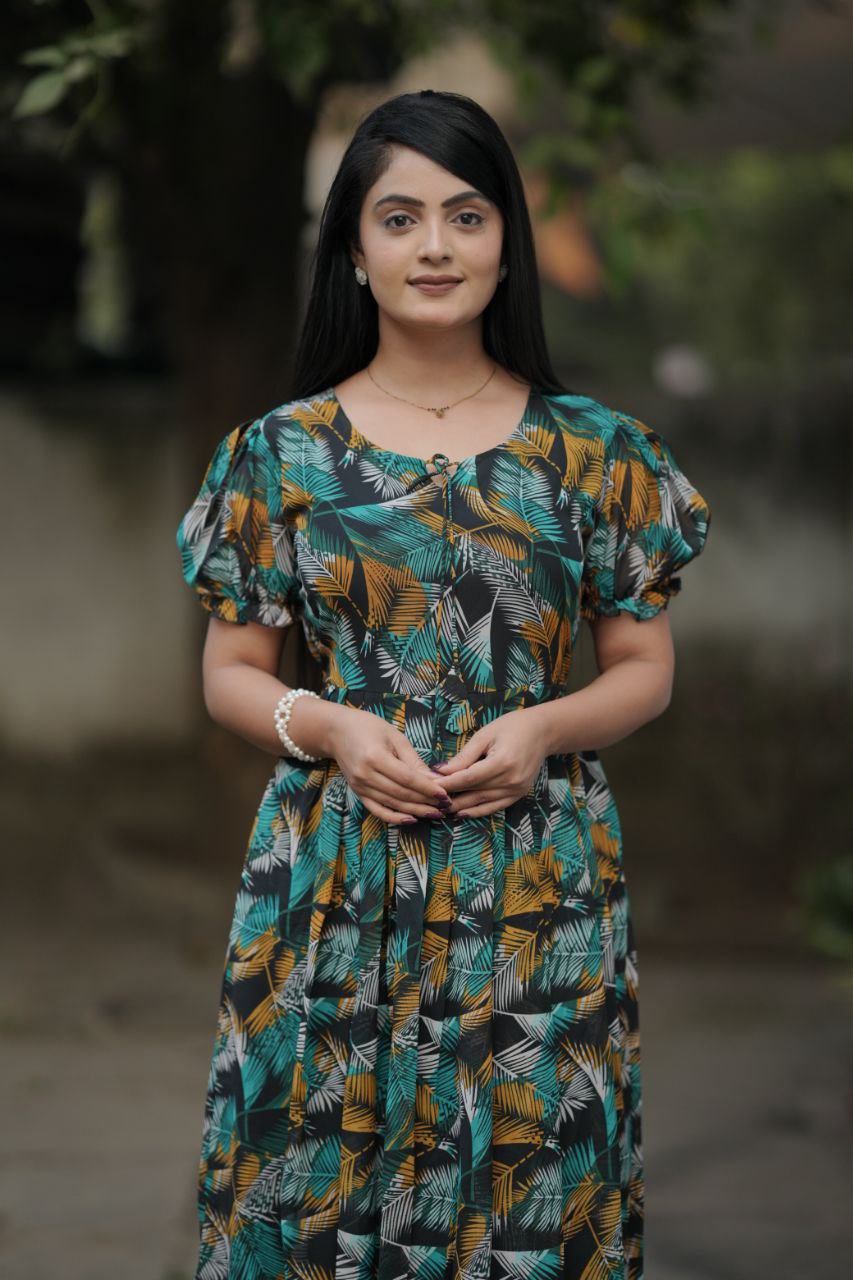 Preksha Creation Women MultiColor Georgette Floral Maxi dress Gown