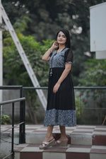 Thumbnail for Preksha Creation Women Black Georgette Floral Maxi dress Gown