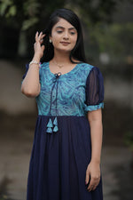 Thumbnail for Preksha Creation Women Blue Georgette Floral Maxi dress Gown