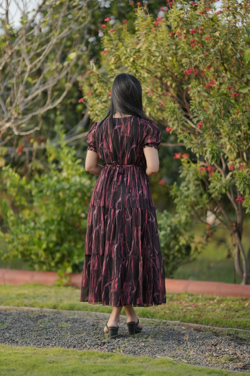 Preksha Creation Women Multicolour Georgette Floral Maxi dress Gown