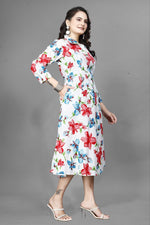 Thumbnail for Preksha Creation Women White Cotton Floral One Sided Pocket Gown