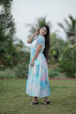Thumbnail for Preksha Creation Women Multicolour White Georgette Floral Maxi dress Gown