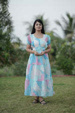 Thumbnail for Preksha Creation Women Multicolour White Georgette Floral Maxi dress Gown