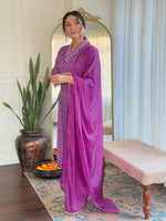 Thumbnail for The52 Women's Muslin hand Embroidered Straight Kurta, Pant and Dupatta Set