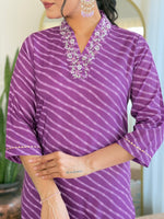 Thumbnail for The52 Women's Muslin hand Embroidered Straight Kurta, Pant and Dupatta Set