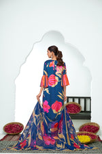 Thumbnail for BulBul Rani Blue Silk Kurta Set with Dupatta