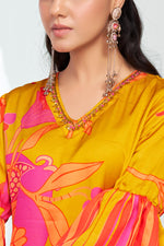 Thumbnail for BulBul Rani Mustard Silk Kurta Set with Dupatta