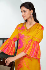 Thumbnail for BulBul Rani Mustard Silk Kurta Set with Dupatta