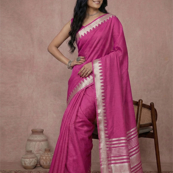 Anaita R Pink Cotton Saree With Blouse - Distacart