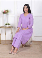 Thumbnail for Miravan Womens Lavender Angrakha Kurta Set - Distacart