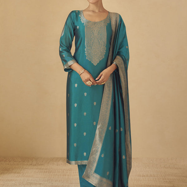 Vegaa Fashion Rama Viscose Silk Jacquard Wedding Wear Salwar Suit
