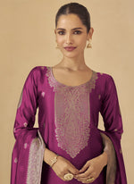 Thumbnail for Vegaa Fashion Purple Viscose Silk Jacquard Wedding Wear Salwar Suit