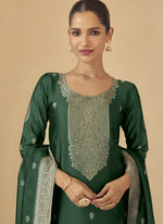 Thumbnail for Vegaa Fashion Green Viscose Silk Jacquard Wedding Wear Salwar Suit