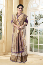 Thumbnail for Vedant Vastram Litchi Silk Designer Banarasi Saree - Cream - Distacart