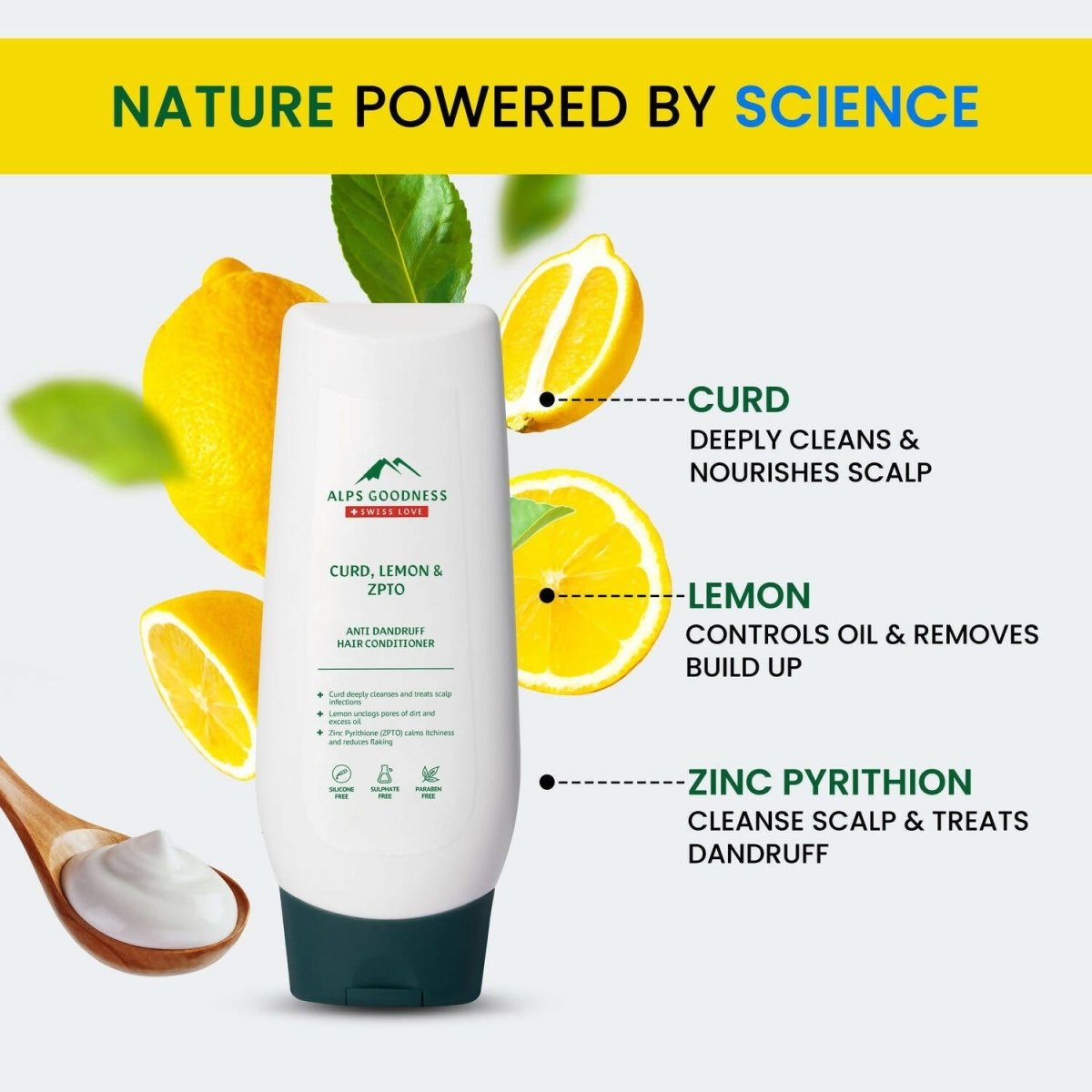 Alps Goodness Curd, Lemon & ZPTO Anti Dandruff Hair Conditioner - Distacart