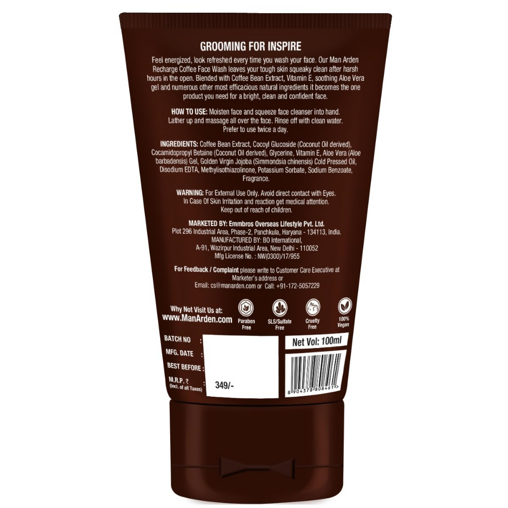 Man Arden Coffee Face Wash - No Parabens, Sulphate, Silicones - Distacart