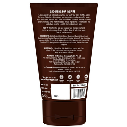 Man Arden Coffee Face Wash - No Parabens, Sulphate, Silicones - Distacart