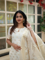 Thumbnail for The52 White Women's Beautiful Viscose Jacquard Fabric Printed Work Straight Kurta Pant and Dupatta Set - Distacart