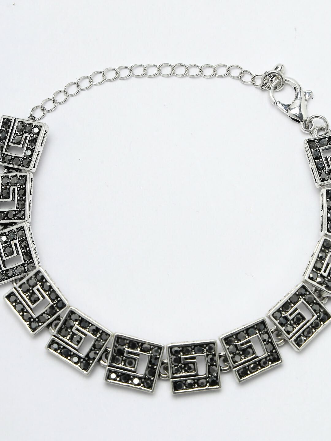 NVR Women American Diamond Rhodium-Plated Link Bracelet - Distacart