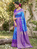 Thumbnail for Shree Shyam Fashion Sky Blue Soft Silk Saree - Dista