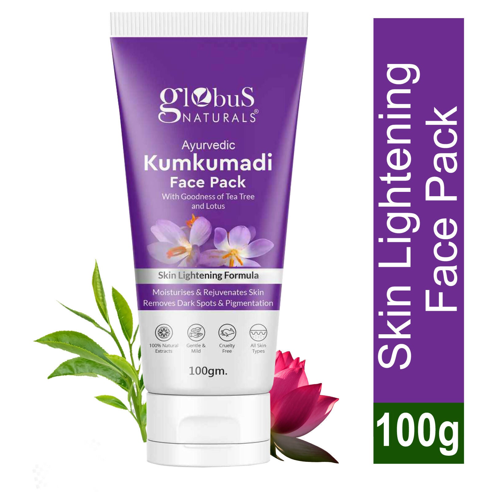 Globus Naturals Ayurvedic Kumkumadi Skin Lightening Face Pack, Suitable For All Skin Types - Distacart
