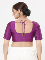 Thumbnail for Joban Fashion 2T Purple Taffeta Silk Elbow Sleeveless Front Open Blouse